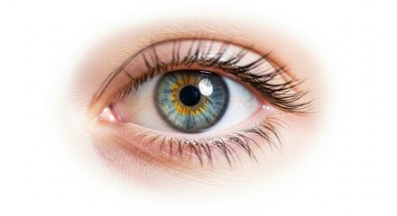 Obraz premium Close-up of a human eye with blue and green iris.