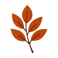 Autumn branch with leaves in flat design. Fall season, nature, and environmental concept, vector illustration
