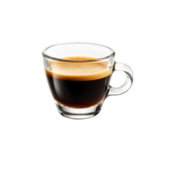 Naklejka premium Glass cup filled with espresso on black