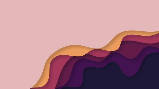 Dynamic layered paper cut animation background with smooth flowing shapes and clean copy space. Perfect for motion graphics, templates, presentations, or modern minimalist visual projects.