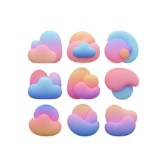 Abstract 3d vibrant pastel fluid shapes artistic digital illustration concept