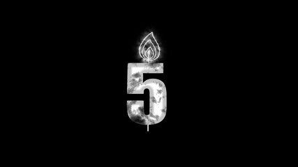 Animation of a flickering five number candle. Footage of birthday candles background birthday blown breeze candle definition filming fire flame flickering, 4k video.. - Powered by Adobe