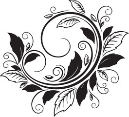 Elegant Leaf Flourish Swirl Ornament Design