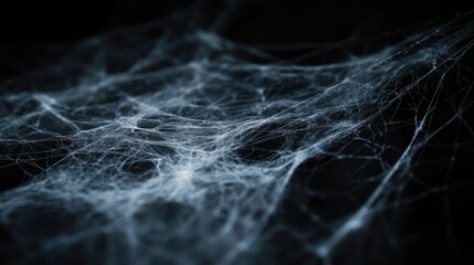 Intricate Details of a Spider Web on a Dark Background Showcasing Delicate Threads and Patterns in Close-Up View for Nature and Texture Photography