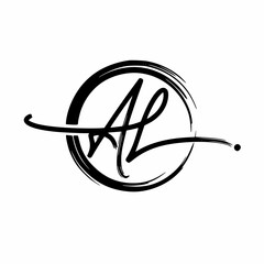 Elegant Initial AL Logo Design with Brush Stroke Circle, Perfect for Modern Branding and Artistic Ventures, Create a Striking Visual Identity for Your Business or Creative Project