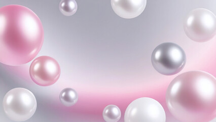 Obraz premium The weightless grace of the cosmos, a delicate constellation of rose and silver pearls suspended in a gentle, ethereal cloud