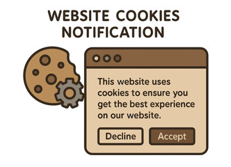 Website cookies notification graphic with accept and decline options for user experience
