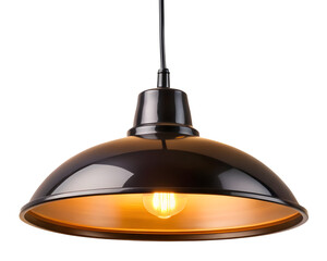 Vintage industrial pendant light fixture isolated on transparent background