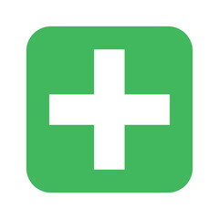 Green square button with white plus sign icon for add positive