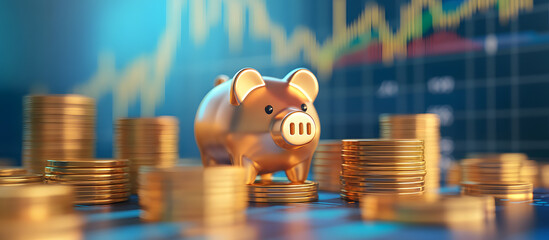 Piggy banks and coins in the context of financial data