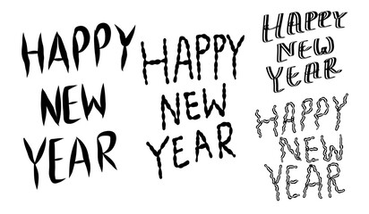 Hand writing Happy New Year  Typography on transparent background 