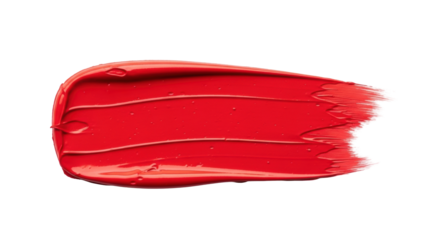 vibrant red acrylic paint brushstroke, thick, horizontal, wet, glossy, with raised texture, isolated on transparent background with ample copy space. Concept for artistic graphic design element