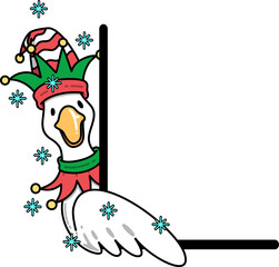 Christmas Festive Elf Goose Corner Border frame Decoration