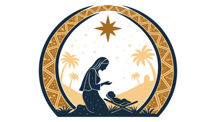 Elegant Nativity scene with Mary and baby Jesus, perfect for Christmas cards and religious projects