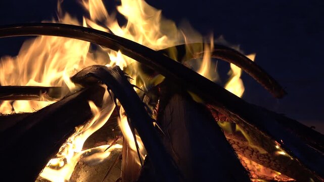 Camp fire in the Saharan desert in Tunisia
