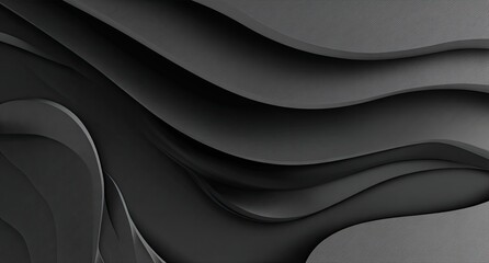 Fototapeta premium Abstract background with black waves and shadows. Vector illustration of a modern design for a presentation, banner, or cover in a dark gray color.