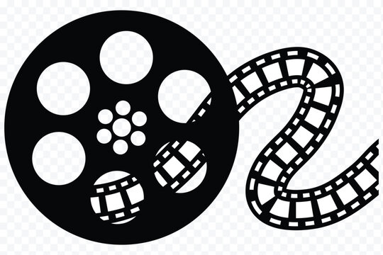 Old retro reel with film strip collection. Film reel movie icon set. Strip vintage poster vector illustration. film canisters. cinema abstract logo.Classic Film Reel Icon Representing Cinema and Movie