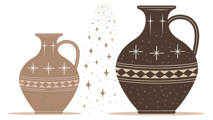 Elegant earthy tone vases with starburst design, perfect for home decor or artistic projects, a vector art