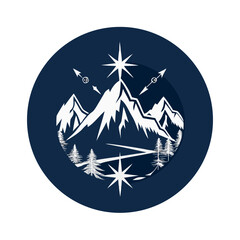 Glossy round Christmas star icon vector illustration for web design button