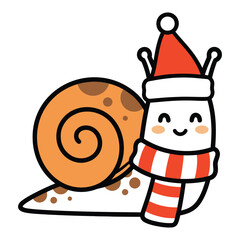 Cute Christmas Snail Cartoon Character