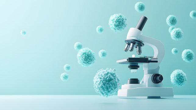 microscope on blue background