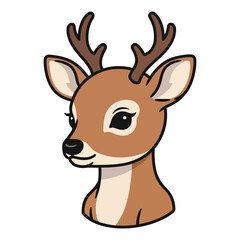 Fototapeta premium Cute Cartoon Deer Head Mascot Illustration Simple Vector