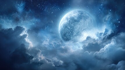 Obraz premium Night sky image with a large moon and transparent background