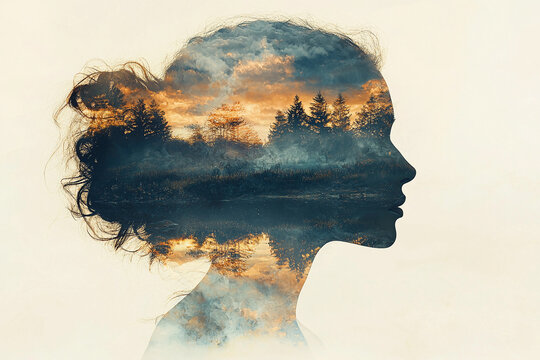 Blending of nature and woman in a serene landscape Generative AI - Powered by Adobe