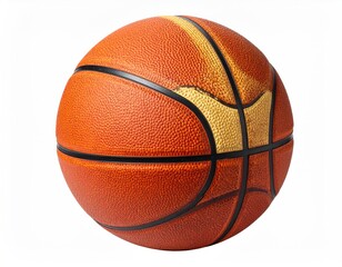 Orange textured basketball with black seams on white bg