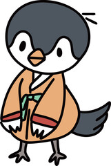 한복을 입은 까치 캐릭터 일러스트 1