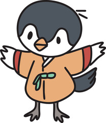 한복을 입은 까치 캐릭터 일러스트 2