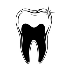 Clean sparking tooth icon for dental health