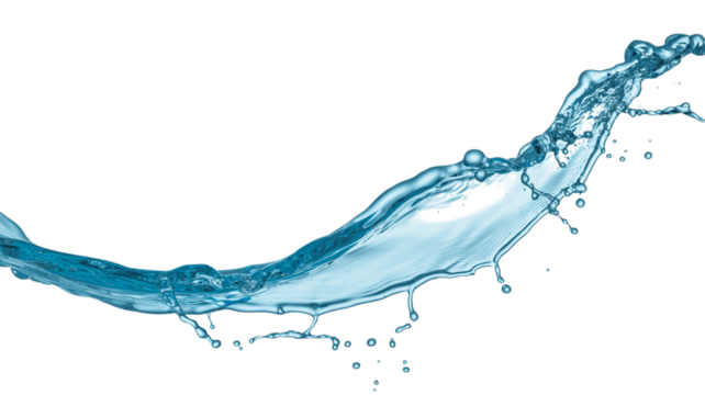Blue Water Splash with Droplets on Black Background Keywords: water splash, liquid, fluid