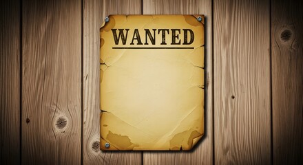 Vintage wanted poster on wooden background for western themed design projects