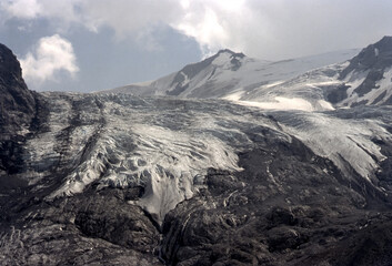 Mountain landscape along the road to Stelvio pass, Bolzano province, Italy, at summer
