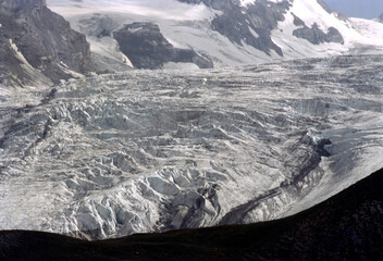Mountain landscape along the road to Stelvio pass, Bolzano province, Italy, at summer