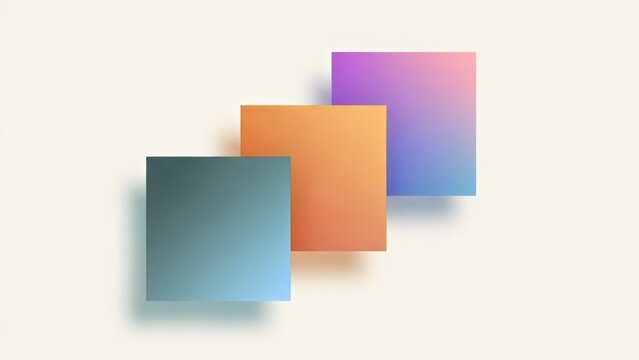 Offset Squares Layout
&ldquo;Two or three overlapping squares slightly rotated, each with a different gradient fill, soft drop shadow, minimal graphic design, no text.&rdquo;