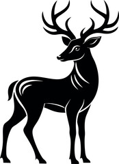 Obraz premium Standing deer buck silhouette with antlers vector