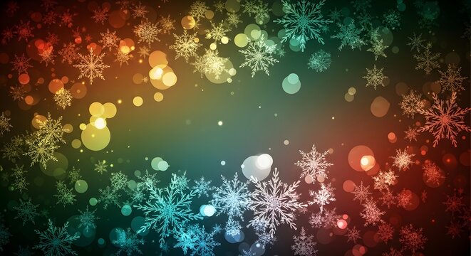 Festive winter scene with colorful snowflake patterns for holiday celebrations and seasonal decor