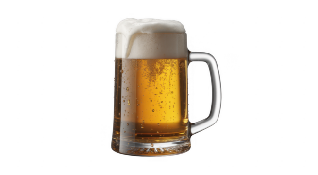 Frothy Beer Mug with Bubbles isolated on a transparent background - Powered by Adobe