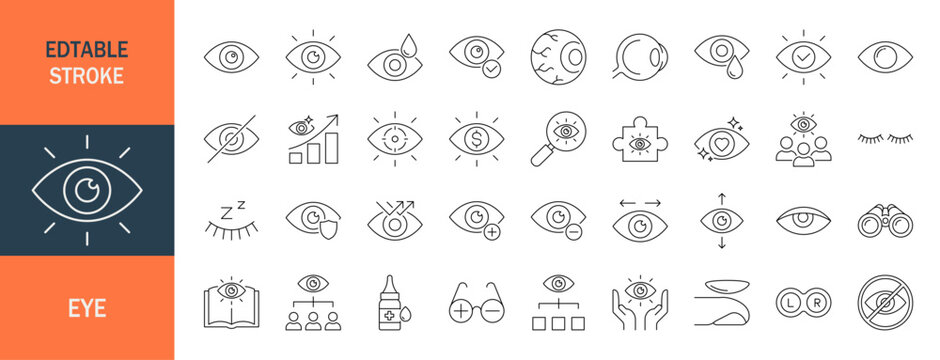 EYE icon set. Editable line icons. Vector illustration.