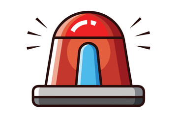 Fototapeta premium Red and blue flashing siren with black lines shows an alert illustration
