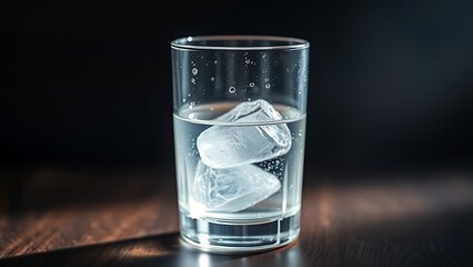 sambuca. A crystal glass of clear sambuca with condensation droplets on a dark wooden background. bar promotions, beverage menus, designed for product packaging and bar promotions.