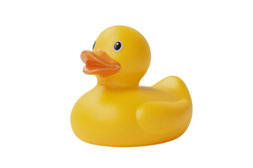 Yellow Rubber Duck Toy Isolated on Black Background