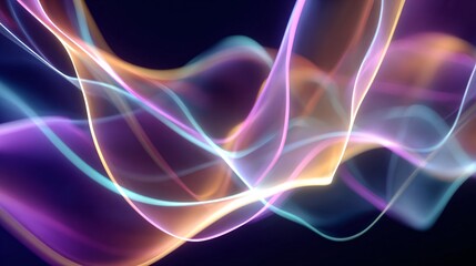 Obraz premium Abstract colorful light waves flowing over dark background with glowing effects