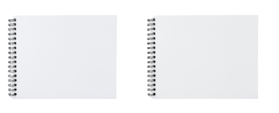 Two spiral bound notebooks isolated on a transparent background