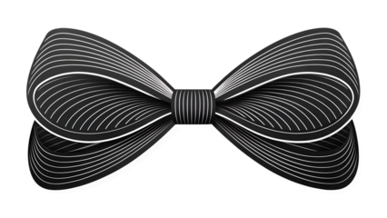 Bow Isolated black silk bow tie accessory for formal fashion and celebration, transparent background