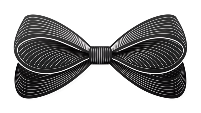 Bow Isolated black silk bow tie accessory for formal fashion and celebration, transparent background
