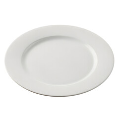 Simple white ceramic dinner plate isolated on transparent background