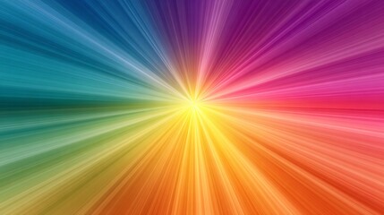 Abstract vibrant radial light burst with colorful gradient background